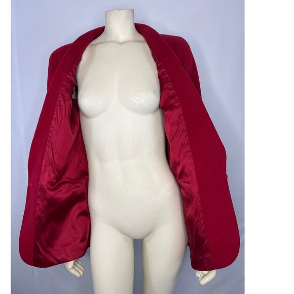 VTG L.L. Bean Blazer Red Wool/ cashmere USA Made One Button Boxy Academia size 6 - Picture 10 of 12